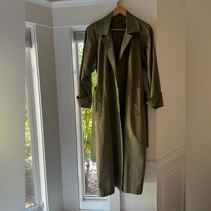 Made in USA perfect vintage army green trench. Gerald McCann for Emily Lawrence